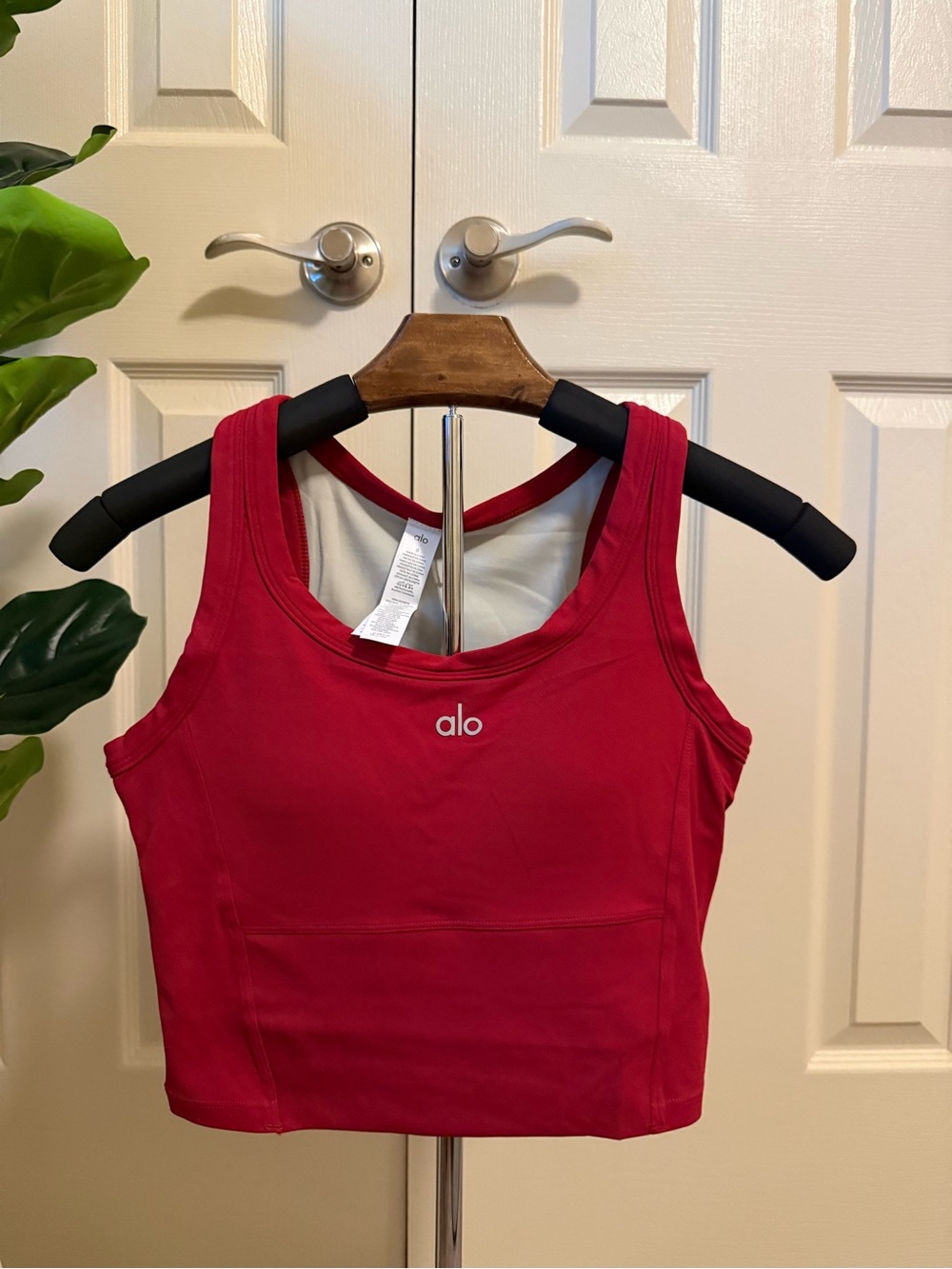 Alo Women's Red Crop Tank Top with built in Bra